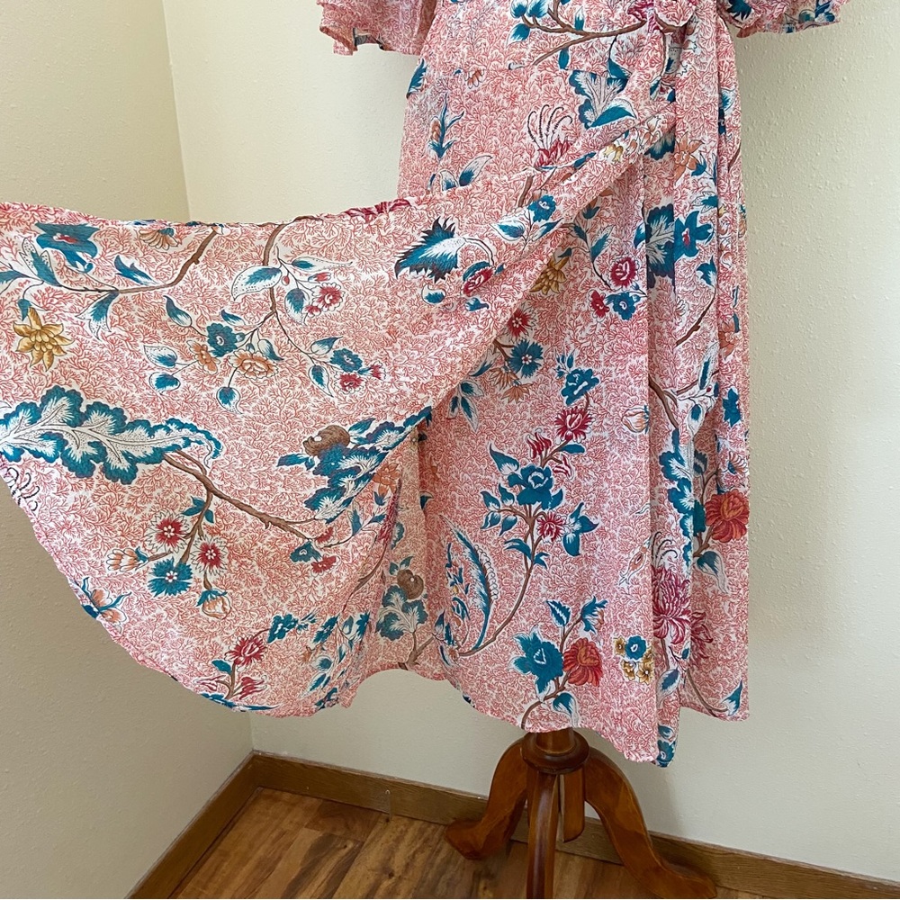 Anthropologie Maeve Adelaide Sheer Floral Wrap Dress - Picture 9 of 16